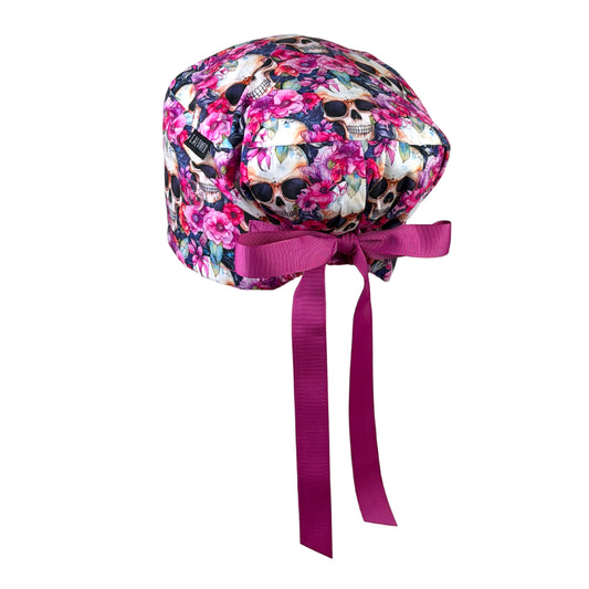 Blooming Floral Skulls Euro Scrub Cap