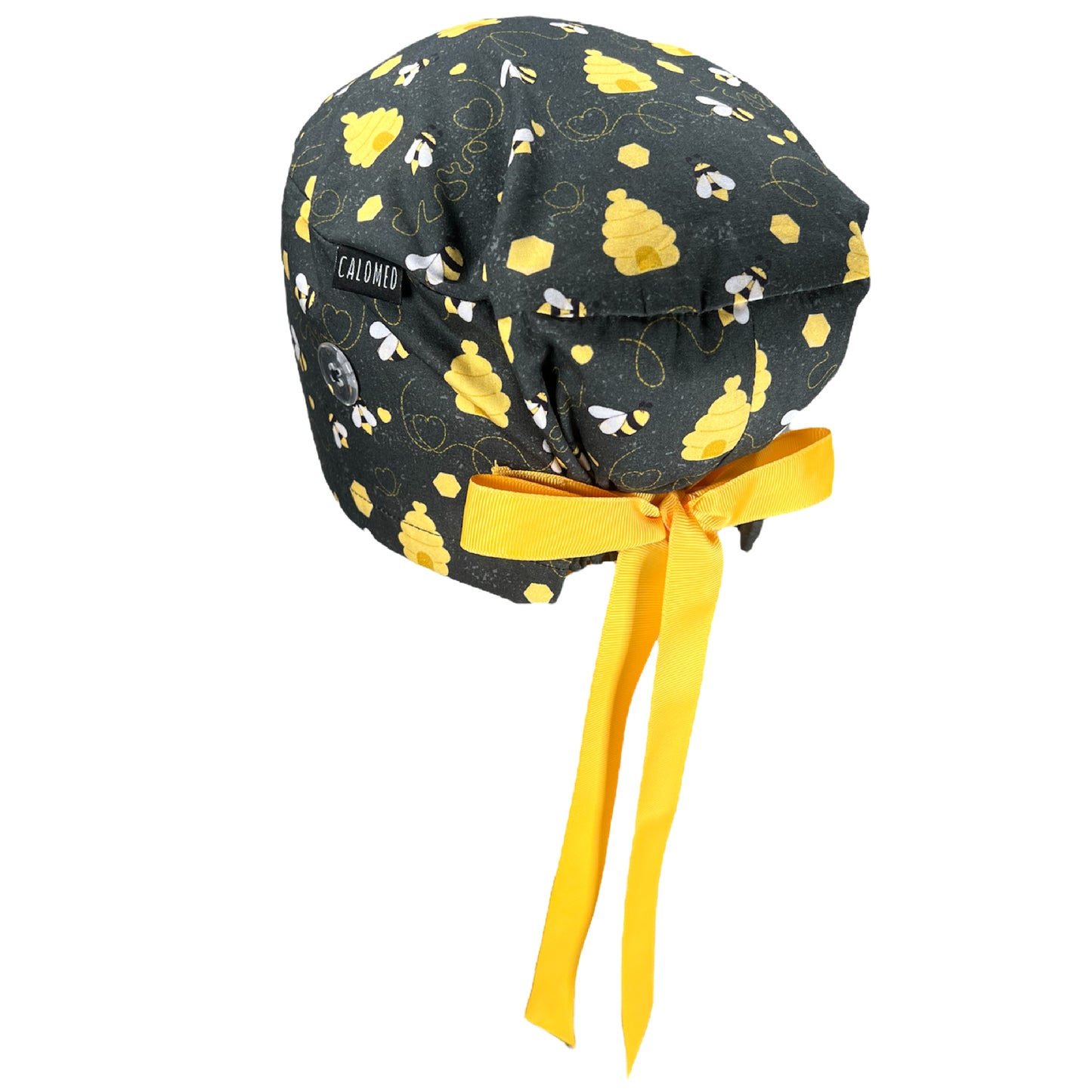 bees on gray euro scrub cap view 2