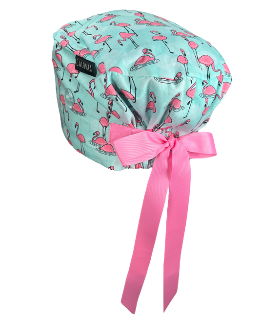Flamingos in Puddles Euro Scrub Cap - 100% Cotton