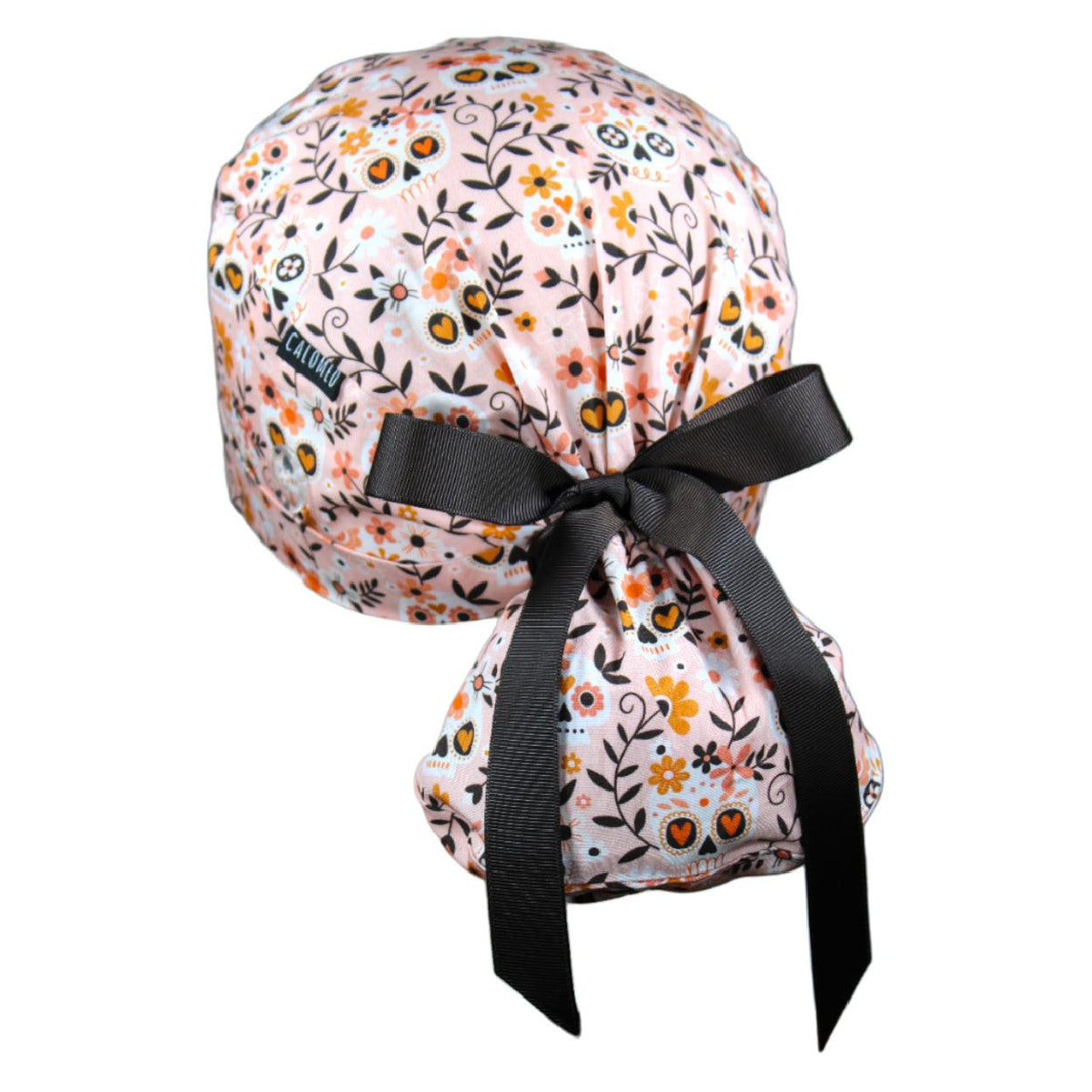 Floral Skulls Ponytail Scrub Cap