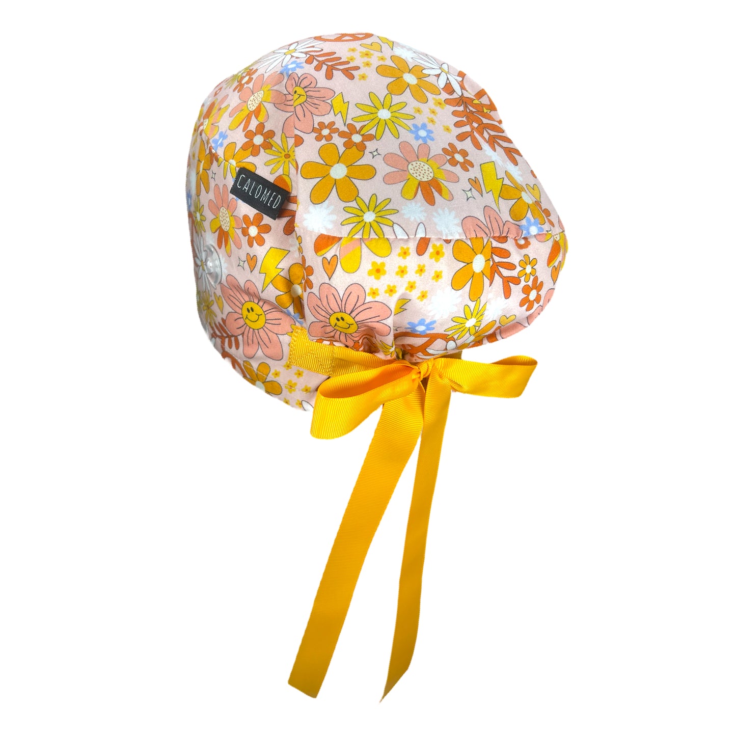 Groovy Peace Flower Power Euro Scrub Cap - 100% Cotton