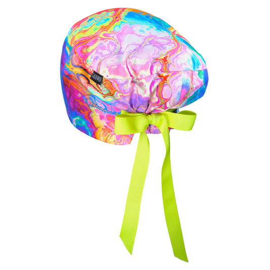 Multicolored Oil Spill Euro Scrub Cap - 100% Cotton