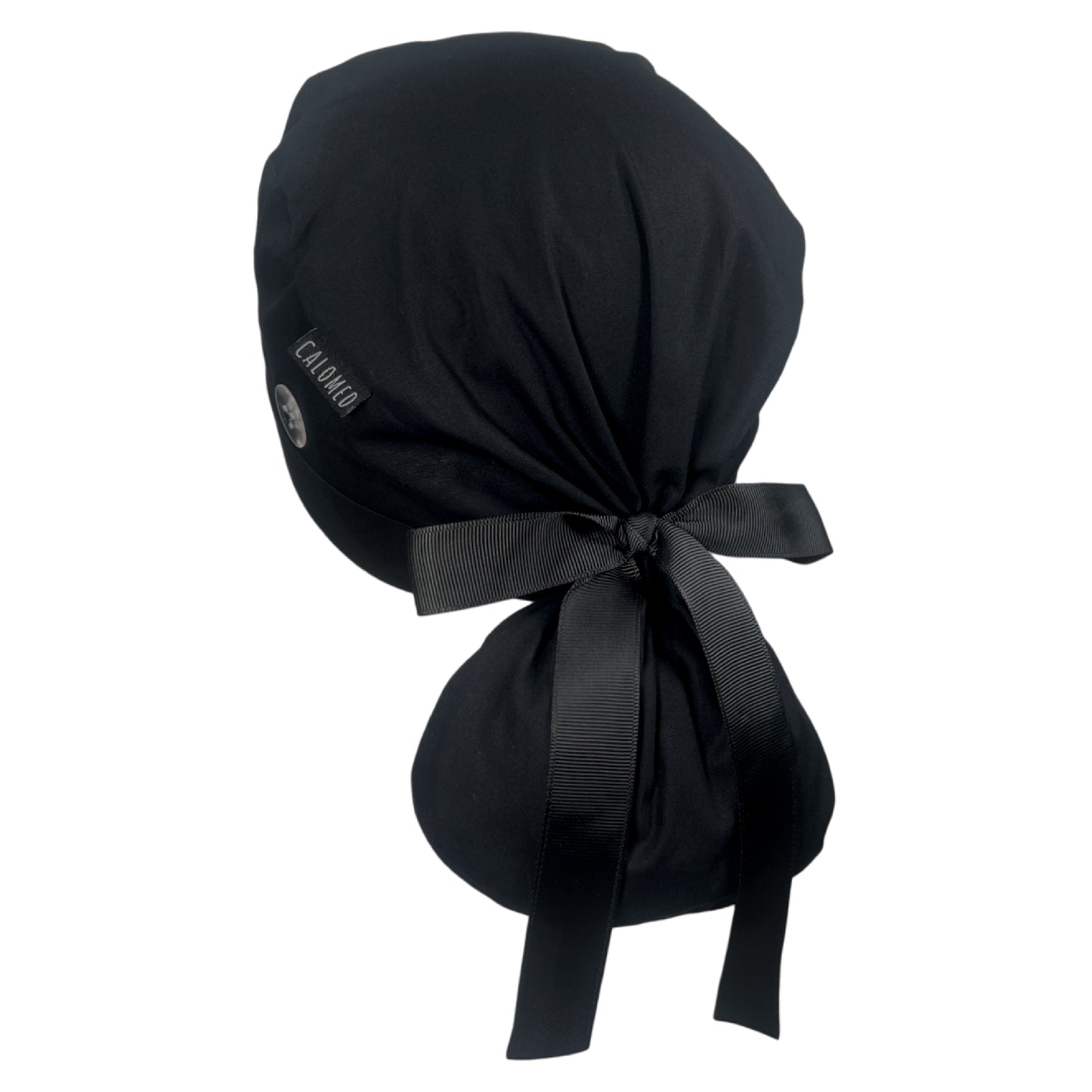 Solid Black Ponytail Scrub Cap - 100% Cotton