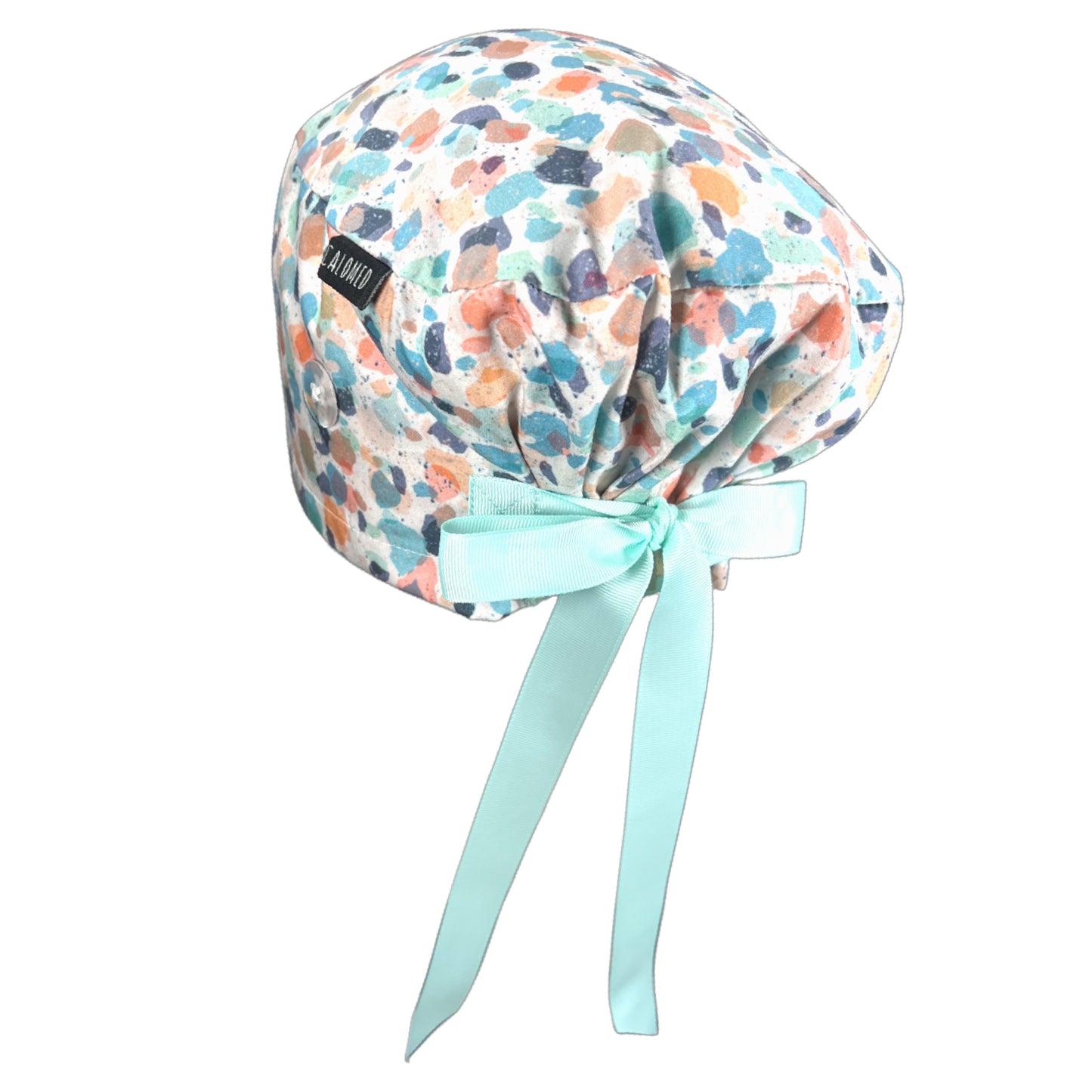 Terrazzo on White Euro Scrub Cap - 100% Cotton