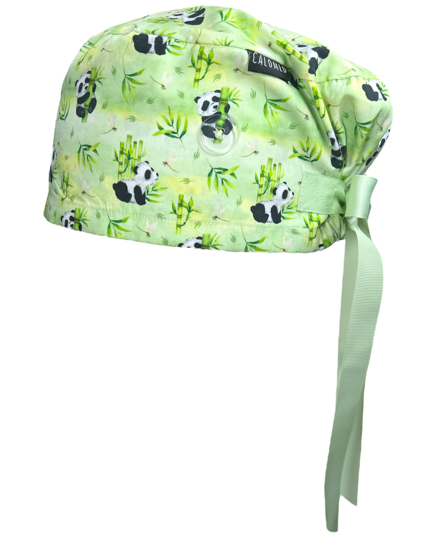 Watercolor Pandas and Bamboos Euro Scrub Cap - 100% Cotton