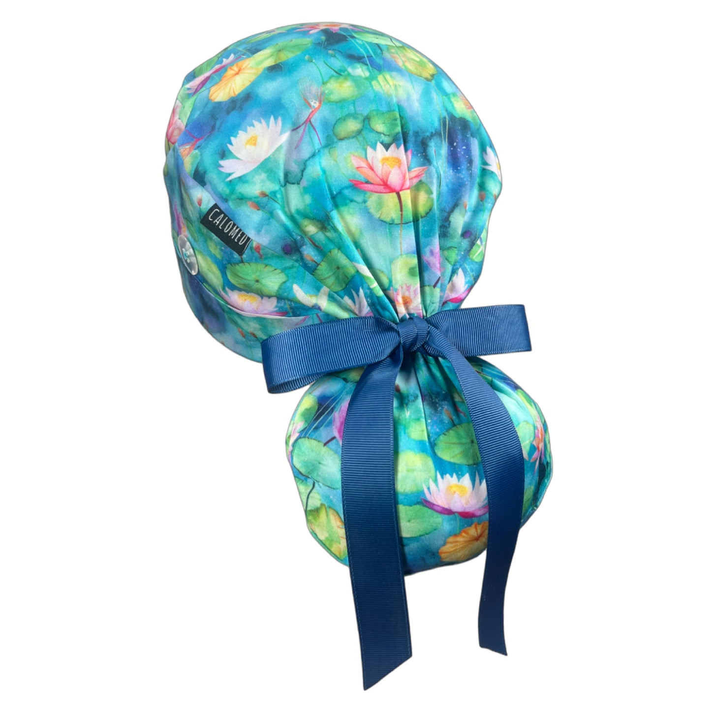 Waterlilies Ponytail Scrub Cap - 100% Cotton