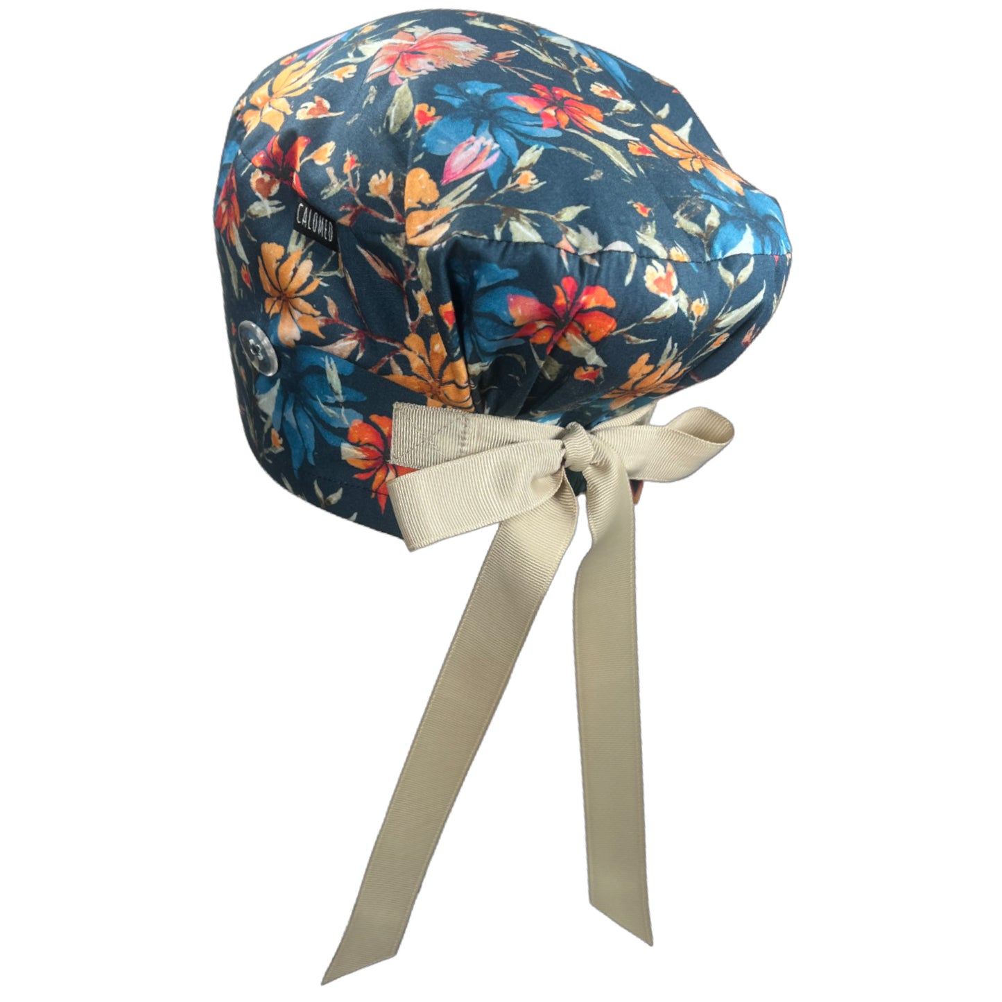 Winter Color Hibiscus Euro Scrub Cap - 100% Cotton