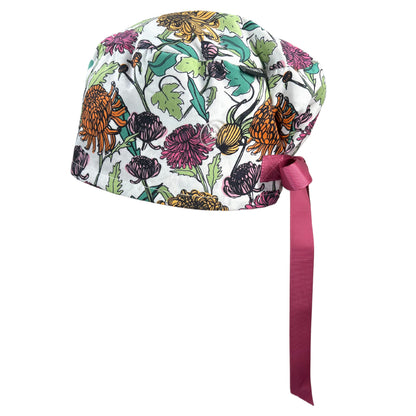 Japanese Chrysanthemum Flowers Euro Scrub Cap