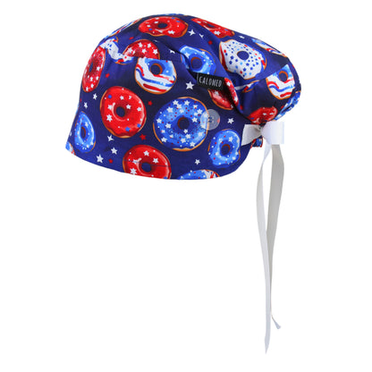 Patriotic Sprinkled Donuts Euro Scrub Cap