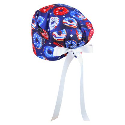 Patriotic Sprinkled Donuts Euro Scrub Cap