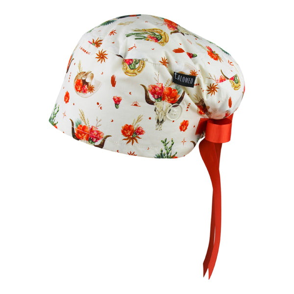 Bull Skull Cowgirl Euro Scrub Cap