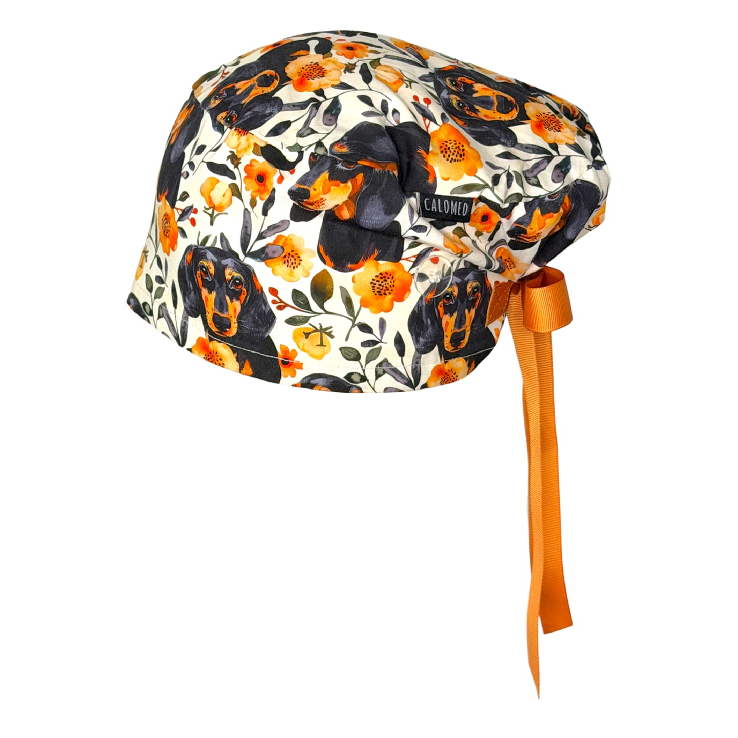 Dachshund Floral Garden Euro Scrub Cap