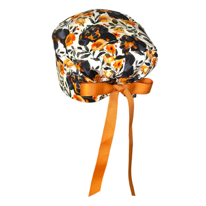 Dachshund Floral Garden Euro Scrub Cap