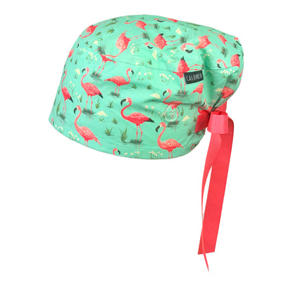 Flamingo Blooming Grass Paradise Euro Scrub Cap