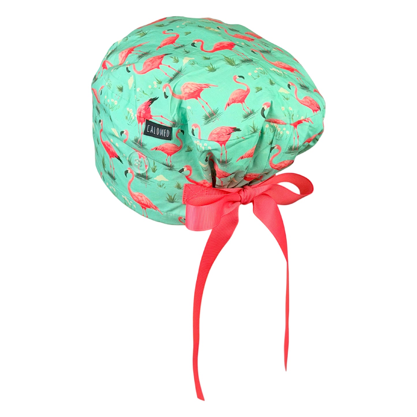 Flamingo Blooming Grass Paradise Euro Scrub Cap