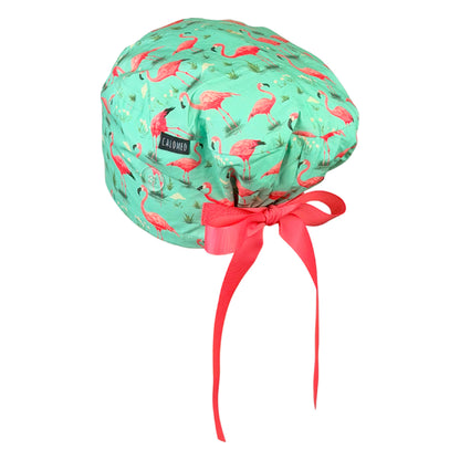 Flamingo Blooming Grass Paradise Euro Scrub Cap
