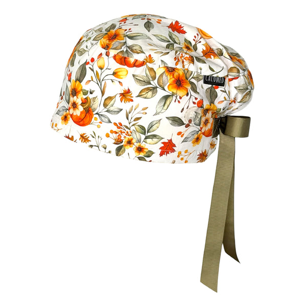 Autumn Floral Pumpkin Magic Euro Scrub Cap
