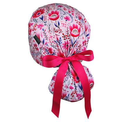 Pink Sugarplum Botanica Ponytail Scrub Cap