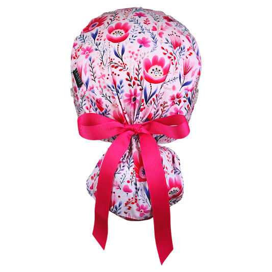 Pink Sugarplum Botanica Ponytail Scrub Cap