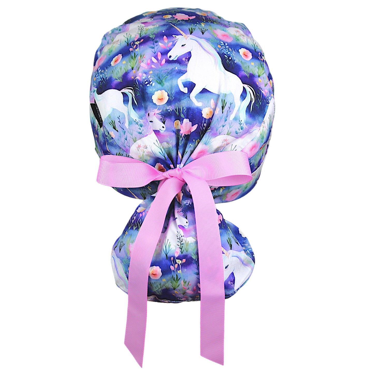 Whimsical Healing Unicorns Ponytail Scrub Cap
