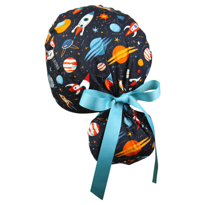 Cosmic Launch Ponytail Scrub Cap