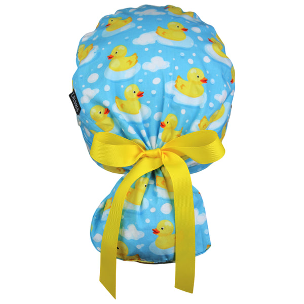 Bubble Bath Duckies Ponytail Scrub Cap