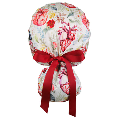 Timeless Human Hearts Ponytail Scrub Cap