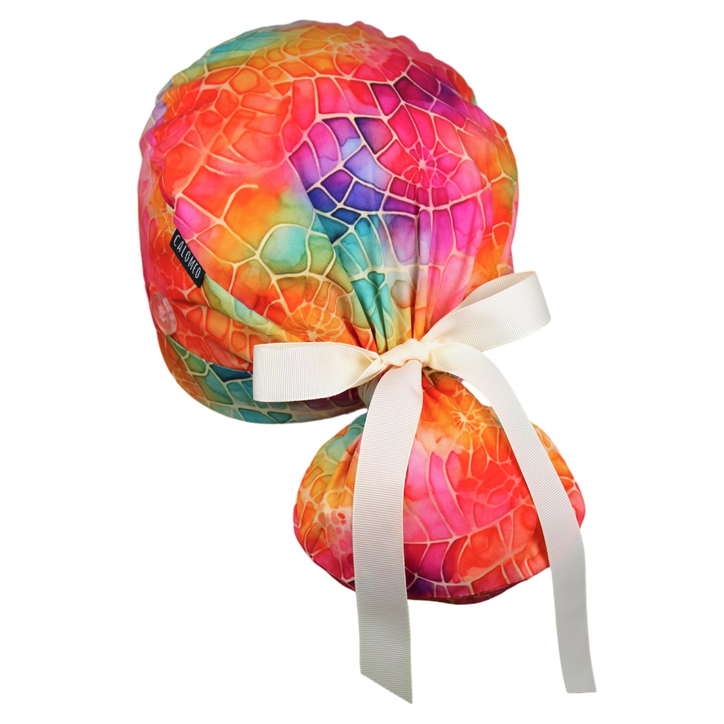 Bright Colorful Fossils Ponytail Scrub Cap