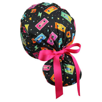 Retro Soundtrack Ponytail Scrub Cap