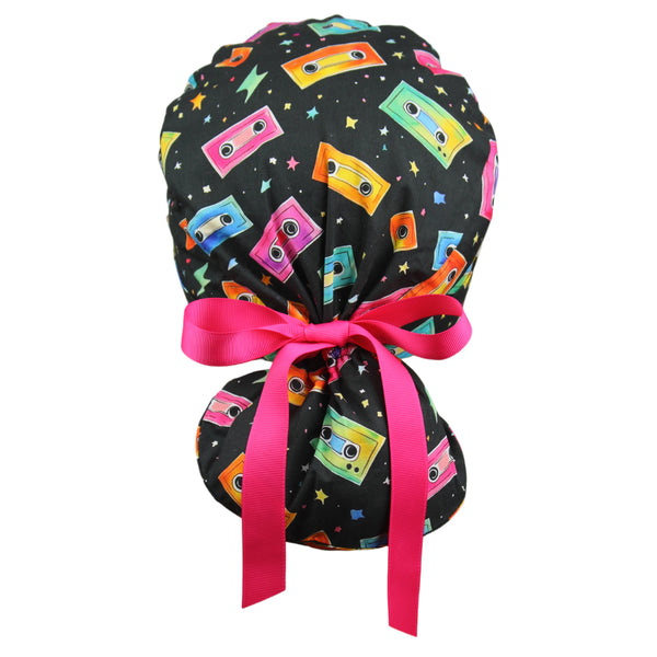 Retro Soundtrack Ponytail Scrub Cap
