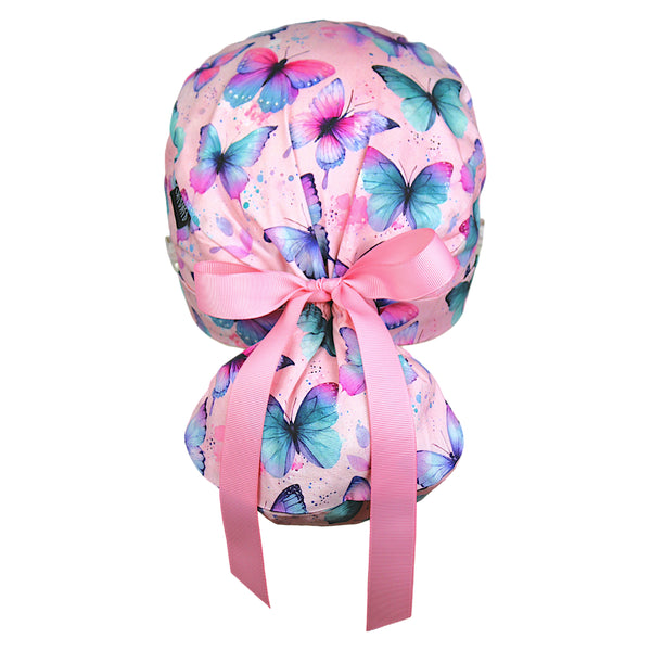 Fairy Butterflies Ponytail Scrub Cap