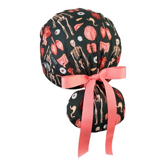 Anatomical Bits and Bones Ponytail Scrub Cap