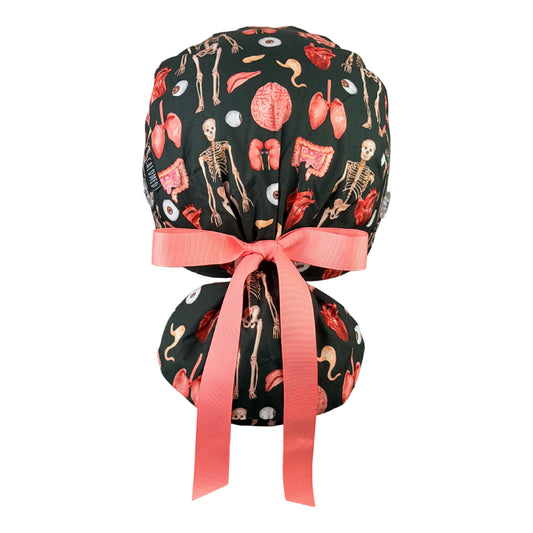 Anatomical Bits and Bones Ponytail Scrub Cap