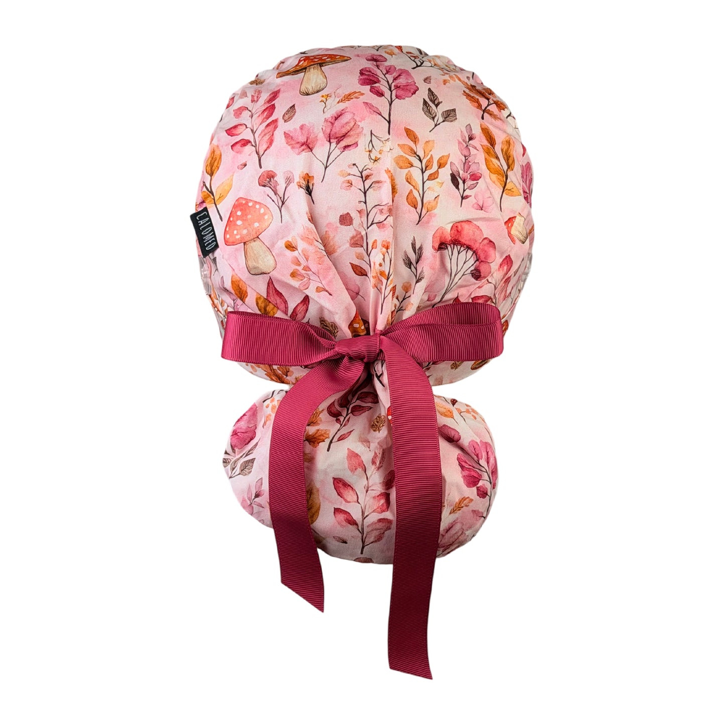 Dreamy Pink Mushroom Bloom Ponytail Scrub Cap