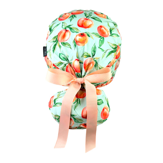 Fresh Peach Orchard Delight Ponytail Scrub Cap