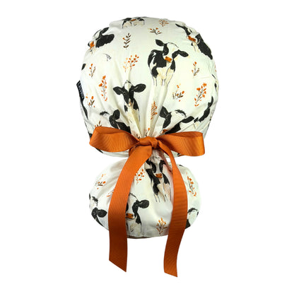Moo Crew Farmyard Meadow Ponytail Scrub Cap