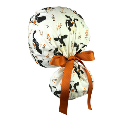 Moo Crew Farmyard Meadow Ponytail Scrub Cap