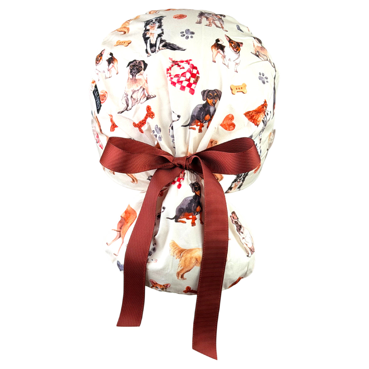Playful Puppy Dog Party Ponytail Scrub Cap