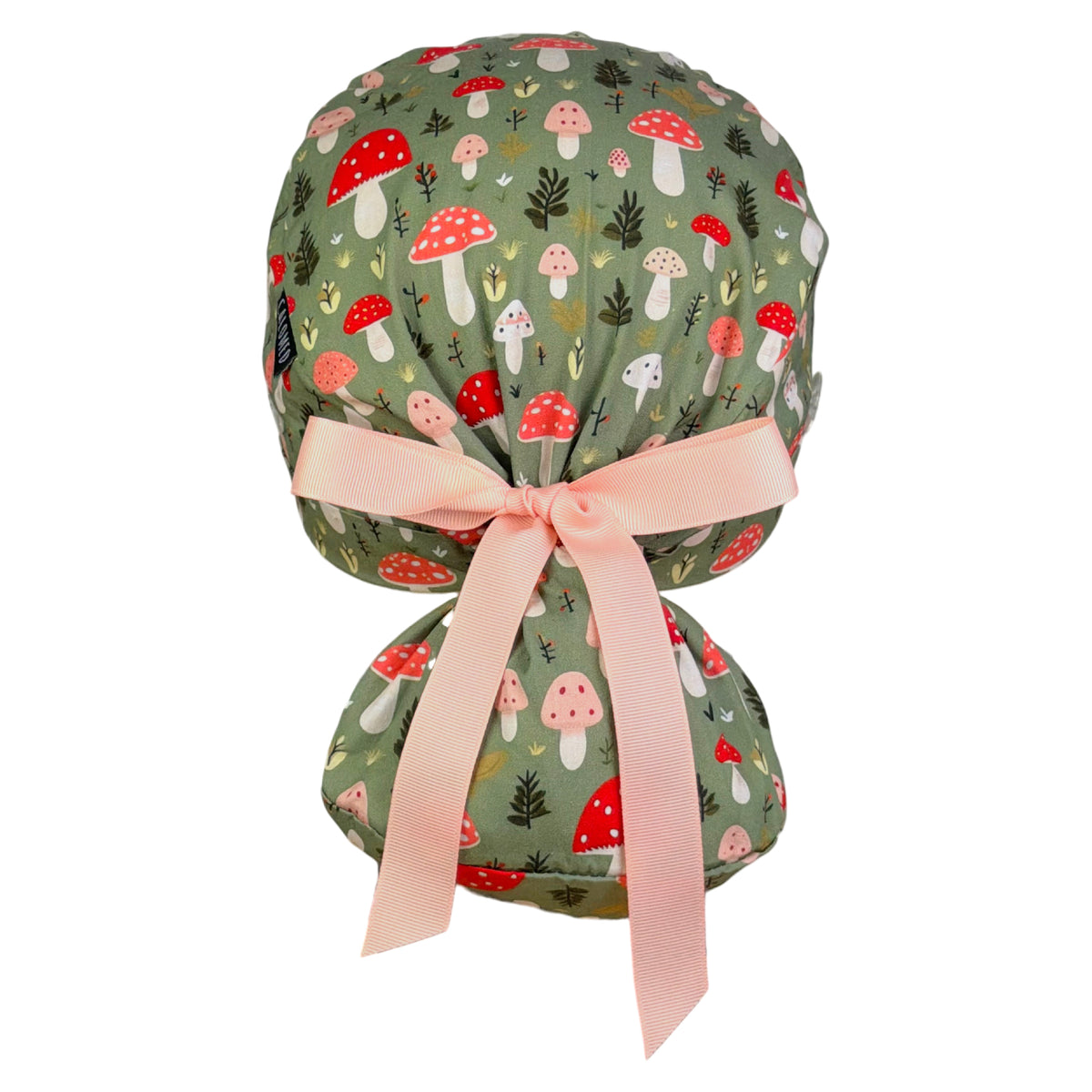 Forrest Mushroom Patch Ponytail Scrub Cap