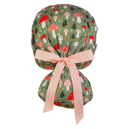 Forrest Mushroom Patch Ponytail Scrub Cap