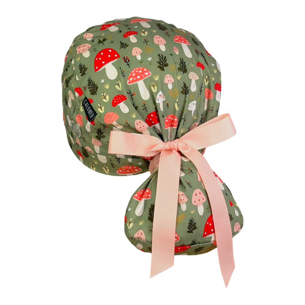 Forrest Mushroom Patch Ponytail Scrub Cap