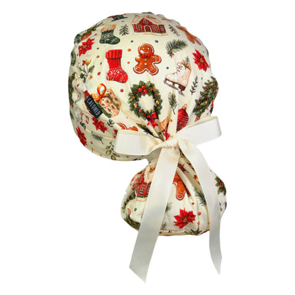 Christmas Keepsakes Ponytail Scrub Cap
