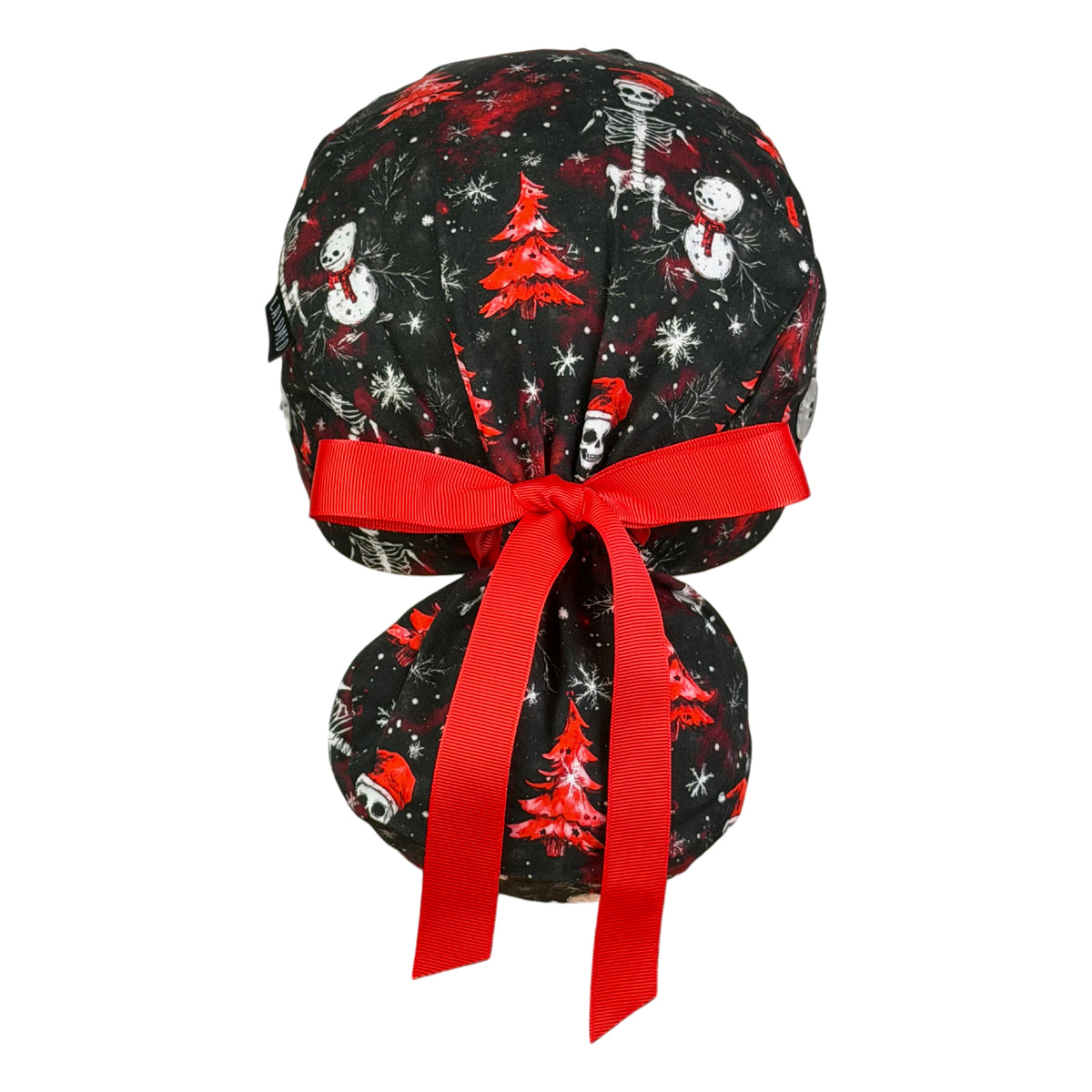 Christmas Skeleton Ponytail Scrub Cap