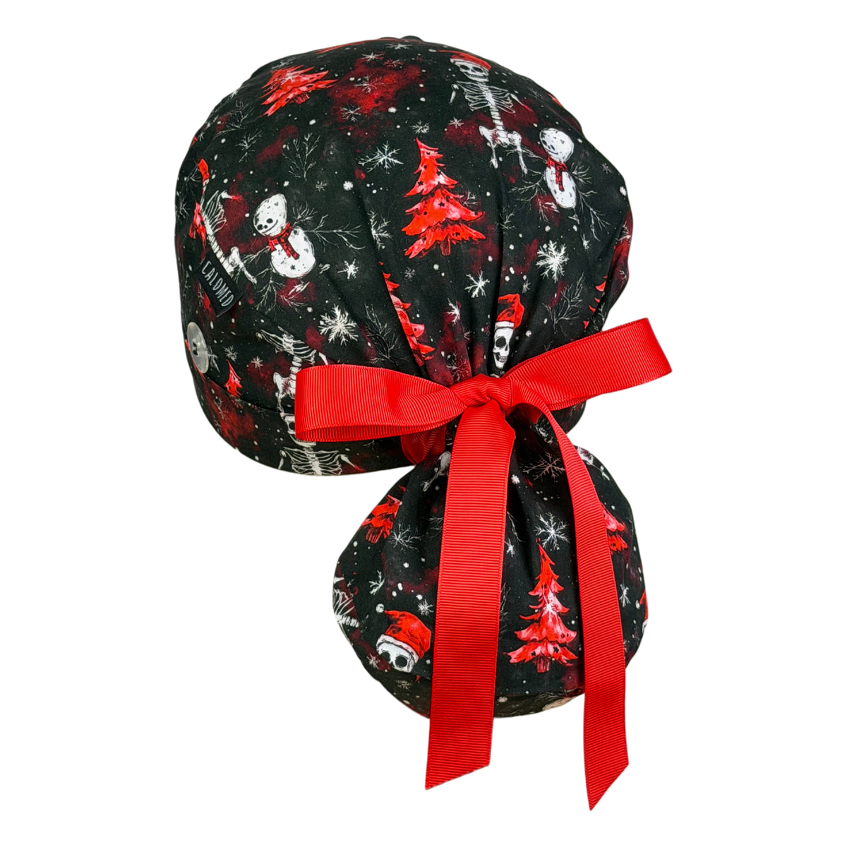 Christmas Skeleton Ponytail Scrub Cap
