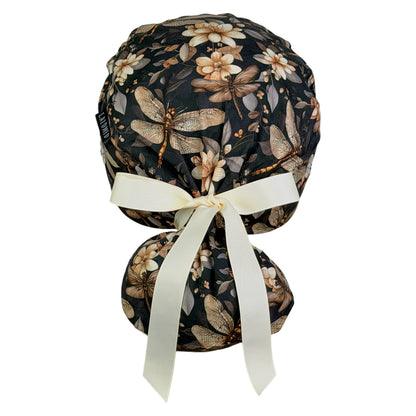Golden Dragonflies Ponytail Scrub Cap
