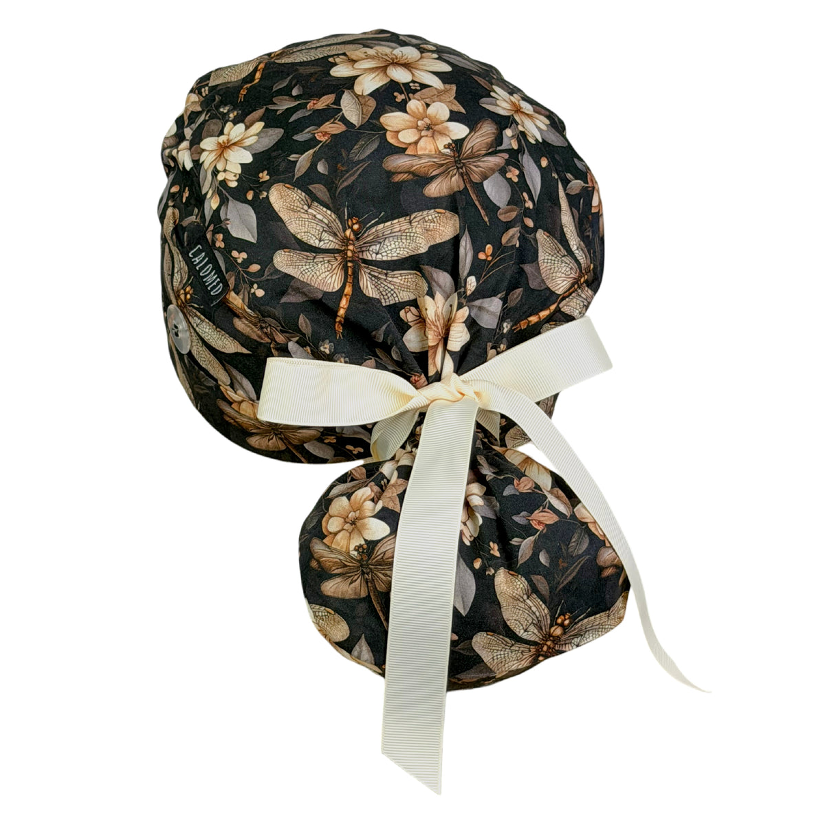 Golden Dragonflies Ponytail Scrub Cap