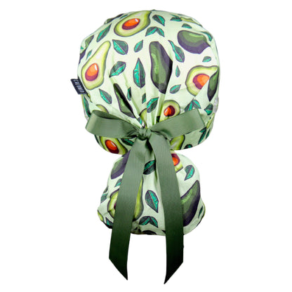 Avocado and Leaves Ponytail Scrub Cap - 100% Cotton