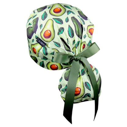 Avocado and Leaves Ponytail Scrub Cap - 100% Cotton