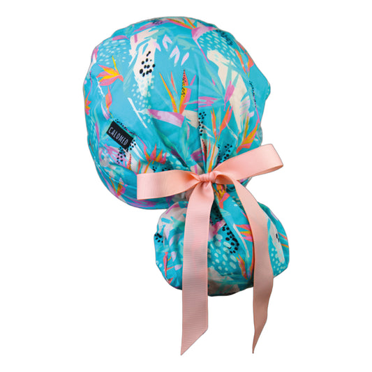 Birds of Paradise Ponytail Scrub Cap - 100% Cotton