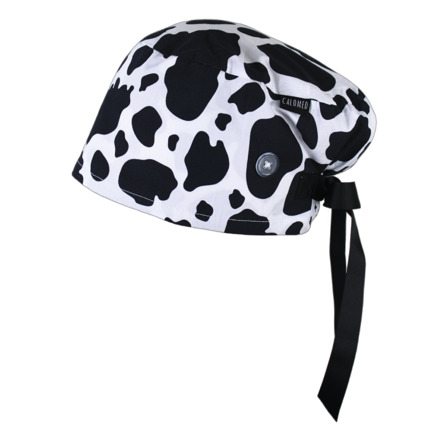 Black and White Cow Print Euro Scrub Cap - 100% Cotton